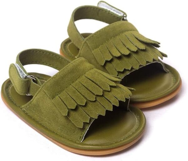 FANSU Baby Tassel Sandals, Multi-color Style Summer Comfortable Toddler Kids Girls Sandals Newborn Shoes for 0-18 Months Anti-Slip Velcro Soft Sole First Walking Shoes - Image 3