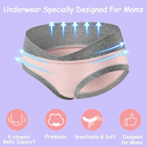 Women's Maternity Knickers Cotton Under The Bump Pregnancy Postpartum Underwear V Shape Low Wasit Bikini Pants Breathable Strench Underpants,6 Pack,UK Size:4-16 - Image 4