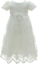 Leideur Baby Long Christening Gowns White Baptism Dress Special Occasion Dresses for Girls Birthday