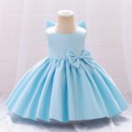 IMEKIS Kid Baby Flower Girl Dress Princess Satin Bowknot Tutu Wedding Birthday Party Christening Gown Toddler Formal Pageant Ball Gown - Image 2