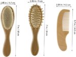 IWOWHERO 3-in-1 Baby Hair Care Wool Brush Wooden Comb Scalp Gentle Hair Brush Comb Set for Newborns - Image 3