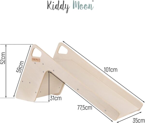 KiddyMoon Wooden Slide For Baby Multifunction Montessori Toddlers Indoor Freestanding Slide 2In1 Chair For Children Slide For Ball Pit Sturdy Climbing Toy, Large, Natural - Image 4