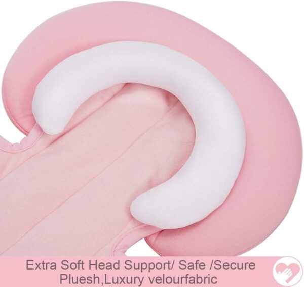 INFANZIA New 2-in-1 Head & Body Supports for Baby Newborn Infants - Extra Soft Stroller Cushion Pads Car Seat Insert, Seasons, Pink - Image 7