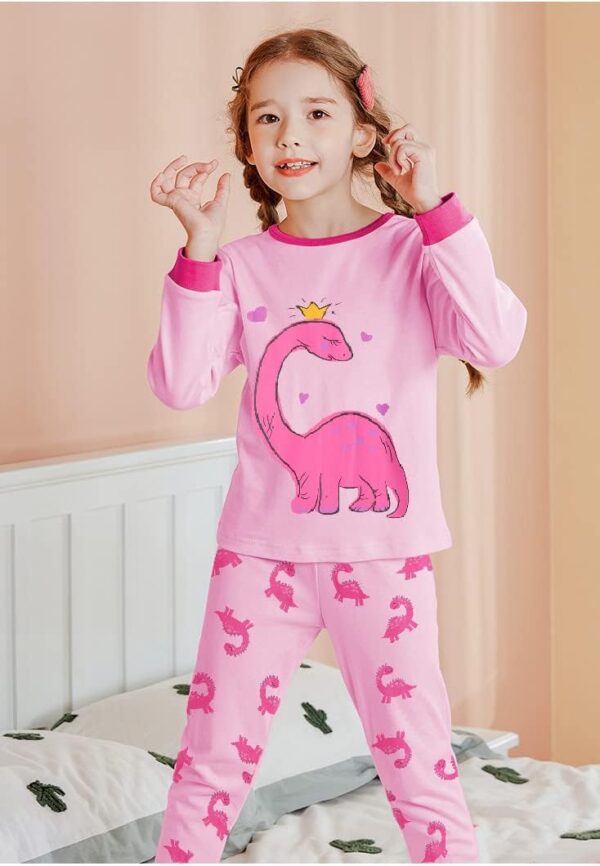 EULLA Girls Pyjamas Set Christmas Toddler Dinosaur Pajamas Cotton Unicorn Sleepwear Glow in the Dark Princess Pjs Long Sleeve Clothes Gift Age 1-7 Years - Image 2