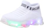 Generisch Lead Baby Girl Net Luminous Shoes Socks LED Sports Letter Casual Baby Shoes Baby Shoes 24 (White, 15-18 Months), White, 15-18 Months
