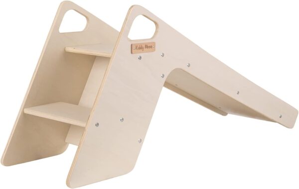 KiddyMoon Wooden Slide For Baby Multifunction Montessori Toddlers Indoor Freestanding Slide 2In1 Chair For Children Slide For Ball Pit Sturdy Climbing Toy, Large, Natural - Image 2