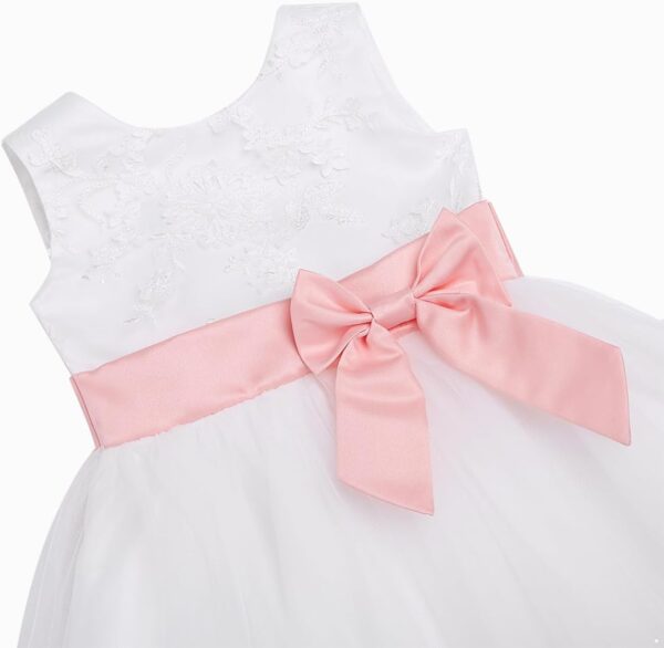 inlzdz Baby Girls Embroideried Flower Girls Dress Baptism Christening Gown Formal Wedding Bridesmaid Party Dress with Bloomers - Image 4