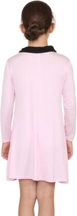 janisramone® Girls Peter Pan Collar Dress, Long Sleeve Dress for Kids, Peter Pan Swing Dress for Girls, Kids Plain Swing Dress, Girls Party Dress for Halloween, Girls Dresses Age 5-13 Years - Image 3