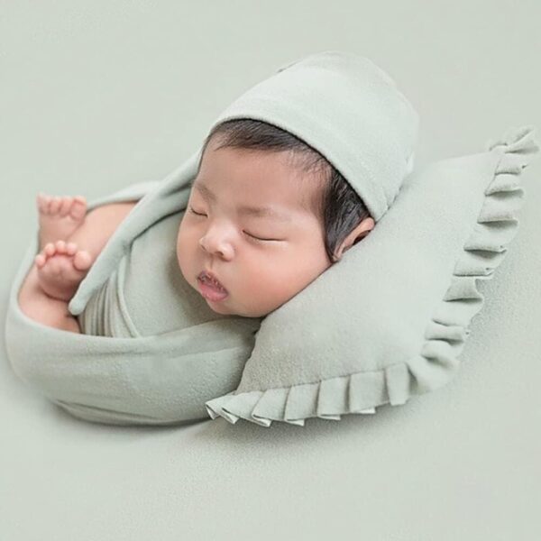 3pcs/Set Newborn Photography Props, Newborn Stretch Swaddle Wrap Blanket Hat and Posing Pillow Prop Baby Newborn Photography Photo Blanket Set for Baby 0-6 Months - Image 6