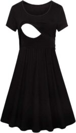 Luckywaqng Women Pregnant Maternity Care Solid Nursing Maternity Dress Festive Tunic Ladies Large Sizes