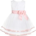 Riismen Baby Girls Christening Baptism Outfit Embroidered Princess Dress with Bloomers for Birthday