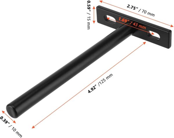 SINJEUN 10 Pcs 5 Inches Floating Shelf Brackets, Heavy Duty Invisible Hidden Shelf Support, Black T Shape Concealed Metal Bracket for Shelves Wall Mounted with Screws and Expansion Tubes - Image 2