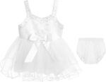 Oyolan Baby Girls Summer Sundress Sleeveless 3D Flowers Rhinestone Dress & Bloomers 2-Piece Set