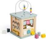 Bigjigs Toys Wooden Activity Cube - FSC® Certified Busy Centre With Shape Sorter & Bead Maze, Sustainable Sensory Toys For 1 Year Old, 22cm W x 23cm H