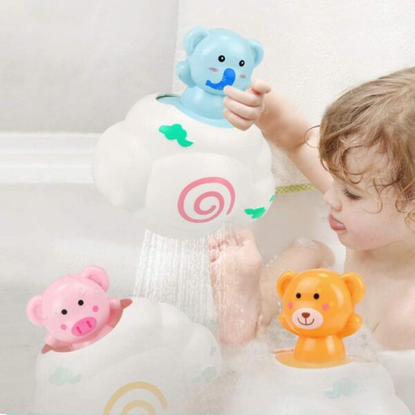 Cloud Bath Toy,White Cloud Rain Toys Bathtub and Swimming Pool Bath Time Toys Gift for Toddlers-Bear - Image 2