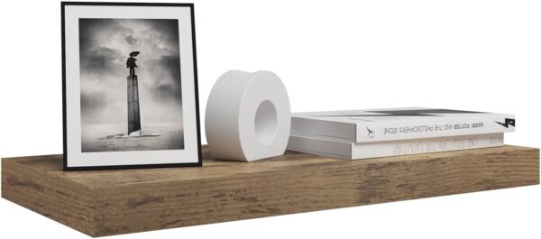 WOLTU 4 Pcs Floating Shelf Wooden Wall Shelves Storage Rustic Brown Display Shelf 40cm Long for Bathroom, Bedroom, Office, Living Room RG9372hov-4 - Image 7