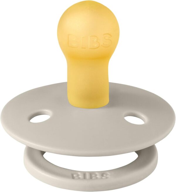 BIBS Colour Soother 2-Pack, BPA Free Dummy Pacifier, Round Nipple. Natural Rubber Latex, Made in Denmark. 0-6 Months (Pack of 2), Sand/Iron - Image 4