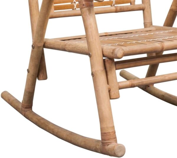 vidaXL Bamboo Rocking Chair - Weather Resistant, Easy Cleaning, Natural Material, Suitable for Indoor and Outdoor use - Image 8