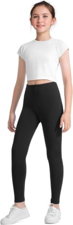 JOCMIC 5 Pack Girls Leggings Full Length Kids Toddler School Trousers Pants 5-14 Years - Image 2