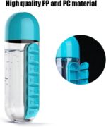 DHinkyoung 2 in 1 Pill Box Cup 7 Days Planner Travel Pill Organizer Drinking Cup Portable Pill Organizer Water Bottle 600 ML Detachable Water Bottle with Medicine Box for Family Travel Work - Image 3