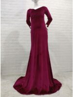 Runstarshow Maternity Dress Photoshoot Baby Shower Dresses for Pregnant Women Maternity Clothes Long Sleeve V-Neck Velvet Pregnancy Dresses Maternity Gown Photography Party Dress Plus Size S-XL - Image 4