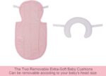 INFANZIA New 2-in-1 Head & Body Supports for Baby Newborn Infants - Extra Soft Stroller Cushion Pads Car Seat Insert, Seasons, Pink - Image 8