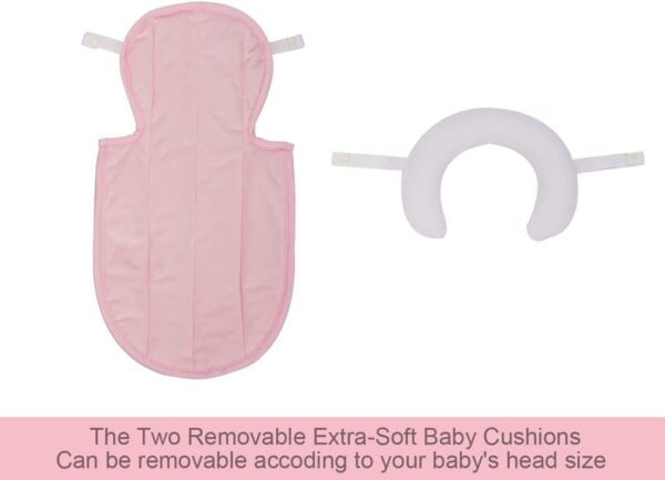 INFANZIA New 2-in-1 Head & Body Supports for Baby Newborn Infants - Extra Soft Stroller Cushion Pads Car Seat Insert, Seasons, Pink - Image 8