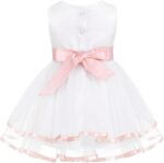 Riismen Baby Girls Christening Baptism Outfit Embroidered Princess Dress with Bloomers for Birthday - Image 2