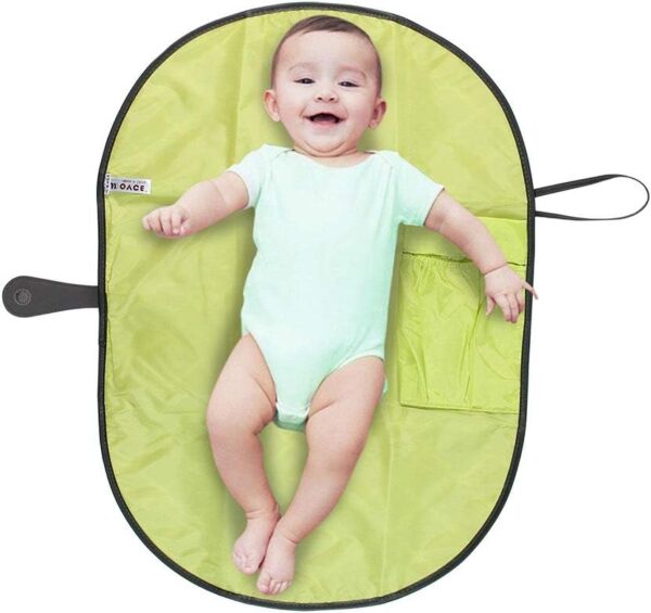 G-Tree Baby Changing Mat, Portable Diaper Changing Pad, Diaper Bag Mat, Foldable Travel Changing Station Stroller Strap, Carry Handle, Pockets for Wipes for Infants Newborns Grey - Image 3