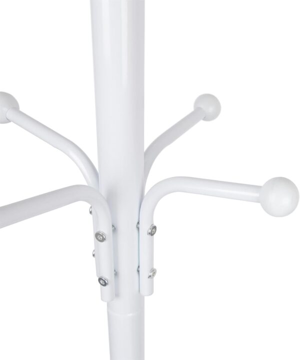 Harbour Housewares 1x White Free-Standing Steel Coat Rack - Multi-Hook Hallway Hall Hat Bag Jacket Hanger Storage Tree Stand Unit - Image 4