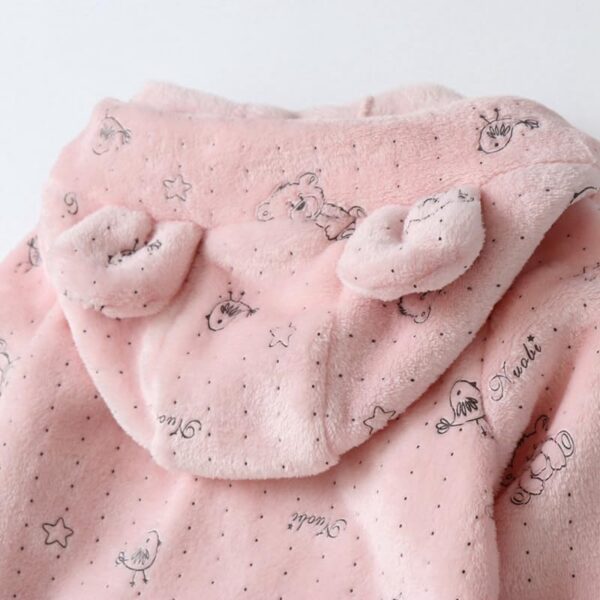 Newborn Baby Boys Girls Fall Winter Snowsuit Cartoon Bear Print Zipper Hooded Jumpsuit Infant Cute Warm Romper Outwear 0-12M - Image 4