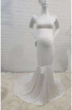 Runstarshow Maternity Dress Photoshoot Baby Shower Dresses for Pregnant Women Long Sleeve Maternity Clothes Fitted Pregnancy Dresses Women Maternity Gown Photography Wedding Dress Plus Size S-XL - Image 2