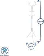 Harbour Housewares 1x White Free-Standing Steel Coat Rack - Multi-Hook Hallway Hall Hat Bag Jacket Hanger Storage Tree Stand Unit - Image 7