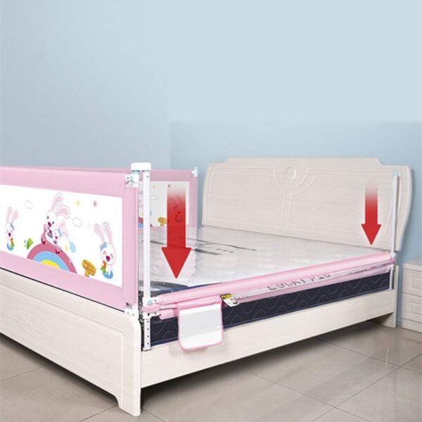 Bed Rails For Toddlers, Vertical Lifting Foldable Bed Guardrail Crib Bed Rails Guard, with Double Lock, Made of Mesh, Airflow is Not Restricted, Storage Design, Fits Most of Beds, - Image 8