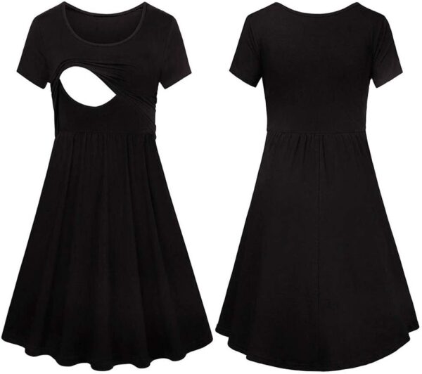 Luckywaqng Women Pregnant Maternity Care Solid Nursing Maternity Dress Festive Tunic Ladies Large Sizes - Image 2