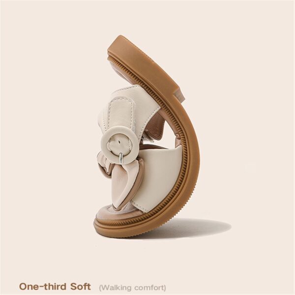 Baby Toddler Infant Sandals Square Open Toe Bow School Dress Shoes Adjustable Strap Slip On Flat Sandal Slip On Comfortable Round Toe Flip-flops - Image 7