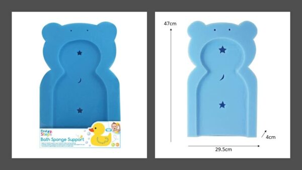 First Steps Baby Bath Time Bath Tub Support Sponge in Teddy Bear Shape for Babies from Newborn Blue - Image 2