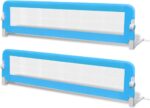 vidaXL Toddler Safety Bed Rail Set in Blue - Convenient Fold Down Feature, Compliments all Bed Types, Crafted from Washable Polyester Fabric
