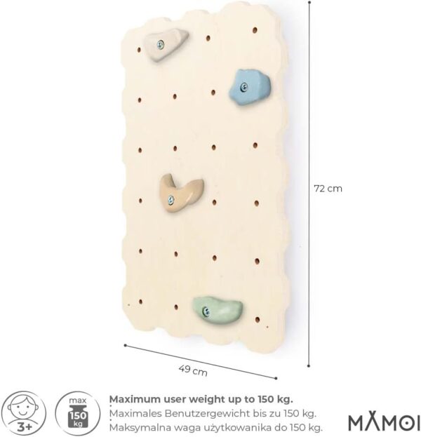 MAMOI® Climbing wall for kids, Wooden frame for toddlers, Play equipment with rock holds for toddler, Indoor baby and childrens frames from age 3 years old - Image 3