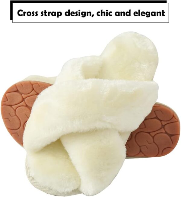 Womens & Girls Slippers Ladies Fluffy Plush House Slippers Cozy Open Toe Faux Fur Sliders for Girls Warm Sandals Indoor Winter - Image 3