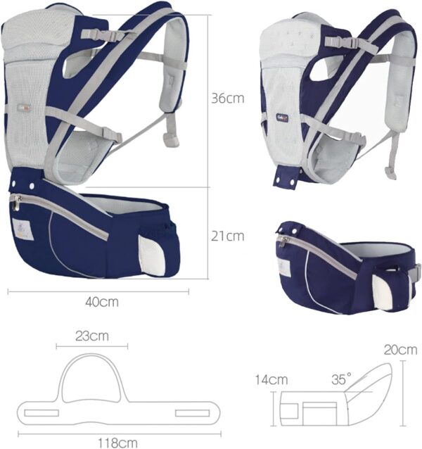 Treer Baby Carrier with Hip Seat for Newborn to Toddler, Adjustable Size for Men and Women, Suit Front and Back, Ergonomic Design 360° Safety Protect, Lightweight Breathable (Gray) - Image 3