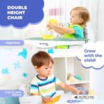 Mobiclinic®, High Chair, 2 in 1, Adjustable Height, Baby Highchair, Double Tray, Baby and Toddler Chair, 5-Point Safety Harness, Removable Wheels, Up to 35 kg, Forest, Storage Basket, 360º Wheels - Image 3