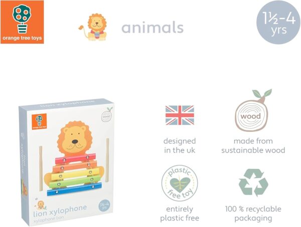 Lion Wooden Xylophone - Kids Musical Percussion Instruments for 1 Year Olds, Toddler - Montessori Baby Musical Toys for Birthday, Christmas - Early Development & Activity Toys by Orange Tree Toys - Image 5