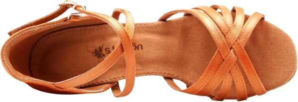 s.lemon Latin Shoe,Leather Satin Latin Salsa Ballroom Dancing Shoe for Beginners & Practice - Image 3