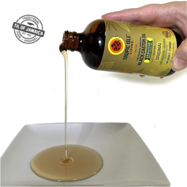 Tropical Isle Living Jamaican Black Castor Oil | Rich in Vitamin E, Omega Fatty Acids & Minerals | for Hair Growth Oil, Skin Conditioning, Eyebrows & Eyelashes, Scalp and Nail Care (227ml) - Image 2