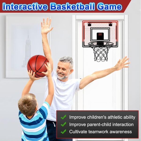 OSDUE Mini Basketball Hoop, Basketball Hoop for Kids, Indoor Basketball Hoop Toys with Net, 3 Balls, Air Pump, Electronic Scoreboard, for Door Bedroom Outdoor Mini Hoop Games Sport Toys Gifts-B - Image 5