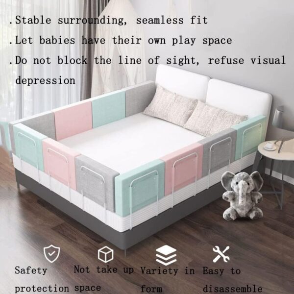 GYL Infant Safety Bed Guardrail Durable and stable Prevent collision Free adjustment of height baby Fall protection fence for Toddlers For Cribs, Twin, Double, Full size Queen &king bed(1pcs) - Image 2