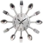 Timelike 3D Removable Modern Creative Cutlery Kitchen Spoon Fork Wall Clock Mirror Wall Decal Wall Sticker Room Home Decoration