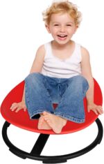 Kids Sensory Swivel Chair, Autism Spinning Chair for Kids Sensory, Sensory Toy Chair, Training Body Coordination, No Assembly Required (Red)