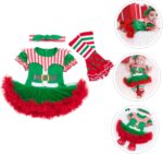 OATIPHO Baby Toddler Costumes Dress Set 3-6 Months Christmas Clothes Baby Dress Set Breathable Gauze Collar Christmas Atmosphere Green - Image 4